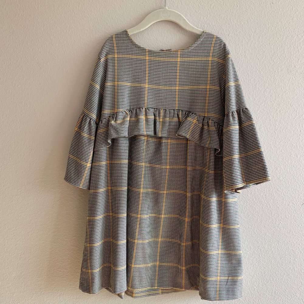 Zara Girls plaid check dress with ruffle